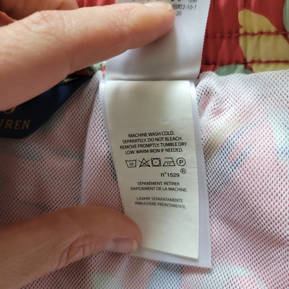 Polo Ralph Lauren Swim Trunks Mens L Pink Netted Hawaiian Sail Boat Palm Tree - Picture 7 of 7